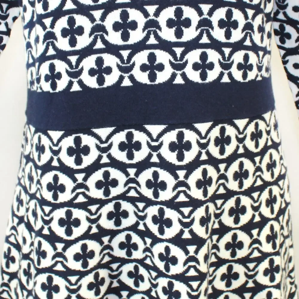 Boden Knit A-Line Dress Baroque-inspired Print V-Neck Soft Old Money Size 18